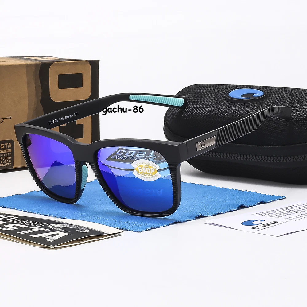 Costa Del Mar Pescador Black Frame Green Mirror 580 Polarized Lens Sunglasses