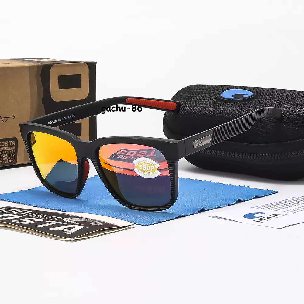 Costa Del Mar Pescador Black Frame Red Mirror 580 Polarized Lens Sunglasses