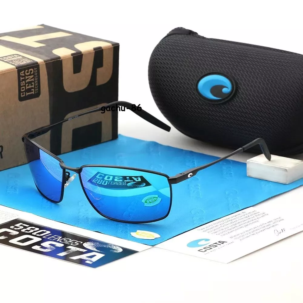 Costa Del Mar Turret Matte Black Frame Blue Lenses Mirror 580p Polarized